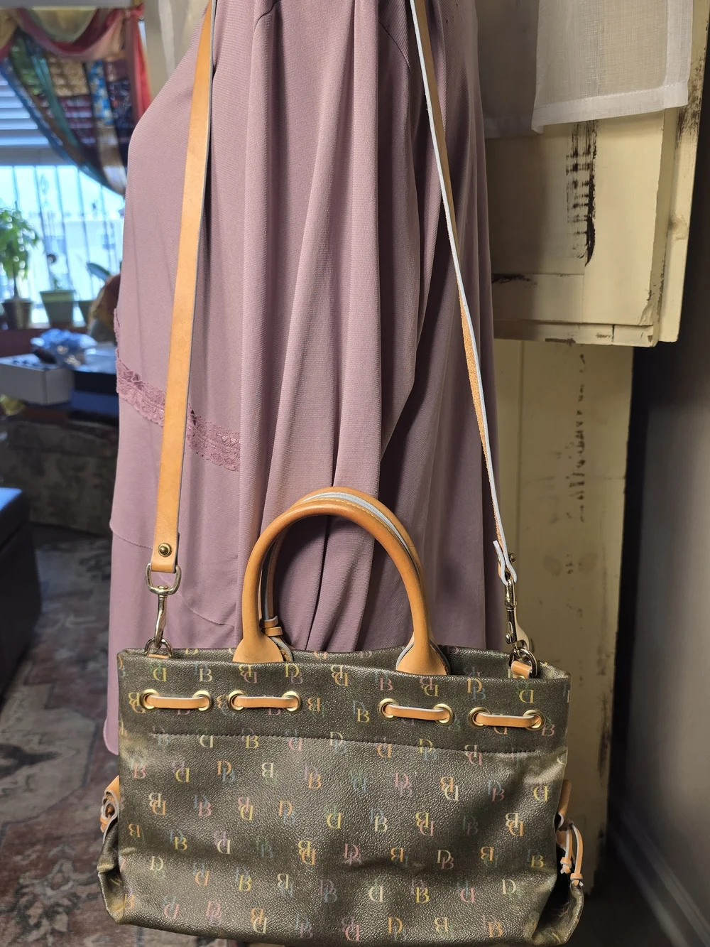 π Y2K Dooney & Bourke Multicolor Rainbow DB Logo Tassel Heart Mini Tote Purse - Picture 10 of 16